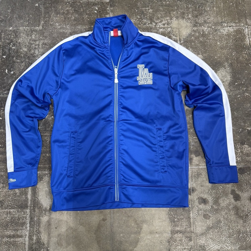 MITCHELL & NESS LA Dodgers MLB Track Jacket Men's Size Large Blue White Full Zip